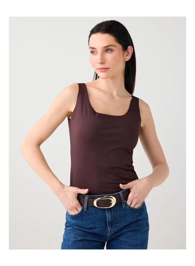Jimmy Key Bitter Coffee V-Neck Slim Fit Knit Tank Top.