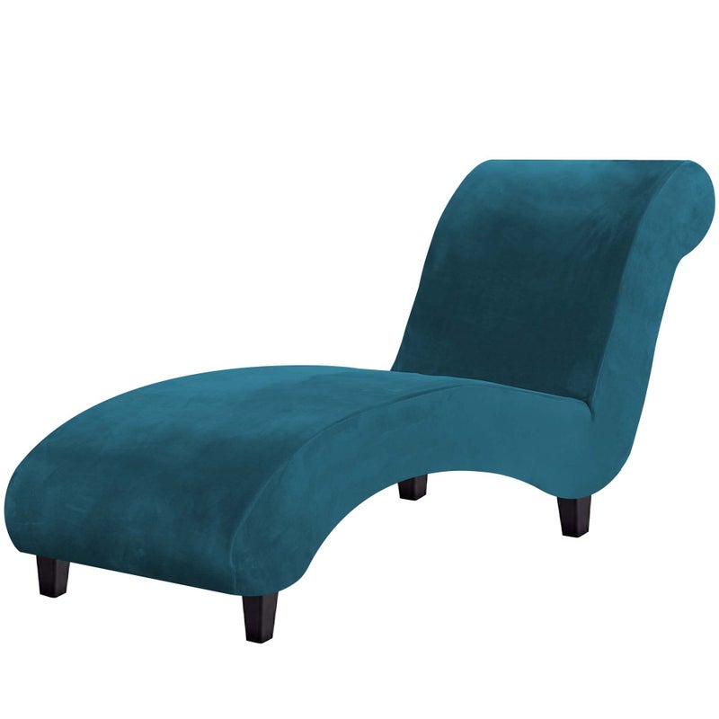 HVERSAILTEX Chaise Lounge Cover Indoor Velvet Chaise Slipcover High Stretch Lounge Chair Cover Luxury Armless Chaise Cover for Living Room Machine Washable Dark Teal