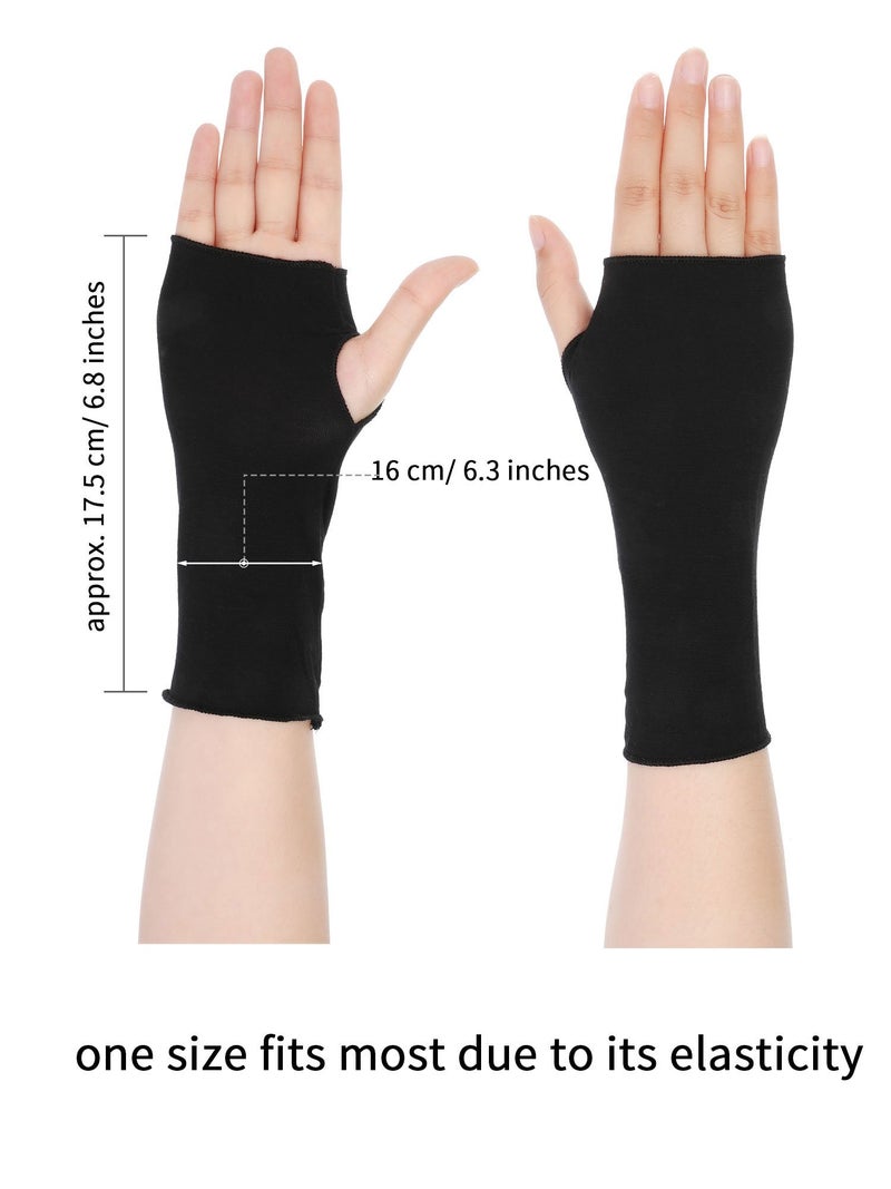 Bememo Bememo 4 Pack Sun Protection UV Gloves Cooling Fingerless Gloves Women Wrist Length Cotton Gloves Sun Block Driving Gloves(Classic Color) - Image 3