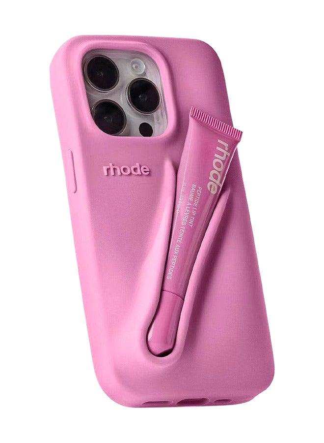 rhode Silicone Lip Holder For Cell Phone, Lip Gloss Adhesive Sleeve For Phone, Lip Holder Stick-on Phone Case, Back Stick On Holder For iPhone 16 Pro Max Case Phones（Ribbon） - Image 1