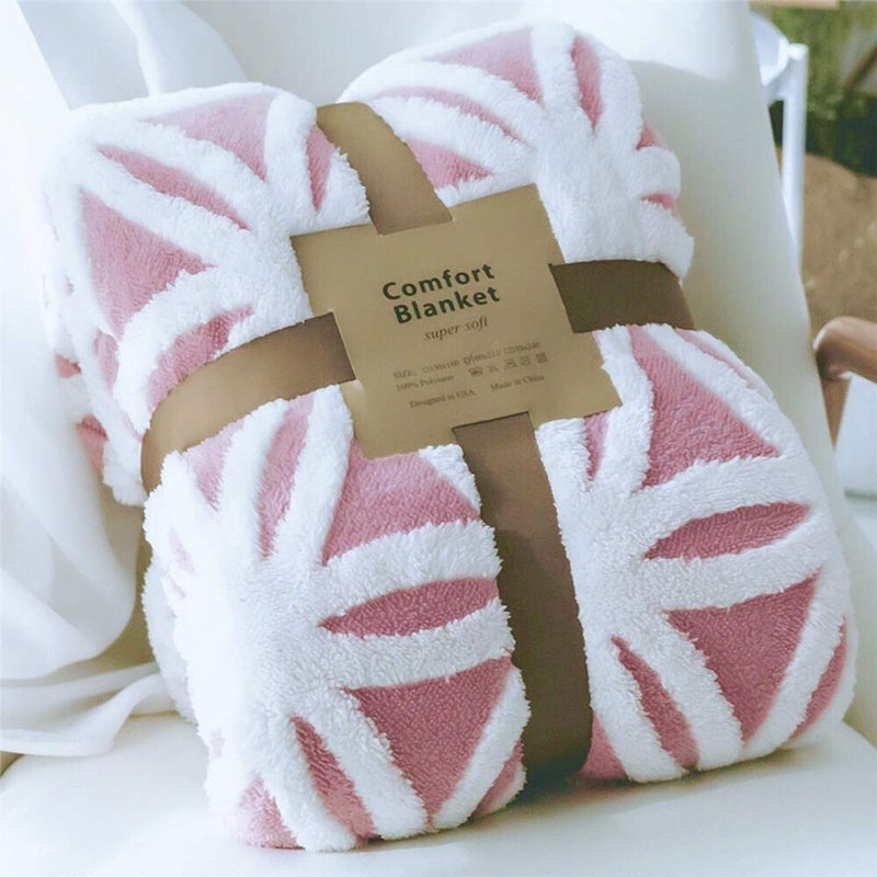 LOMAO Sherpa Fleece Blanket 71x80 Fuzzy Soft Throw Blanket Dual Sided Blanket for Couch Sofa Bed Pink 71x80