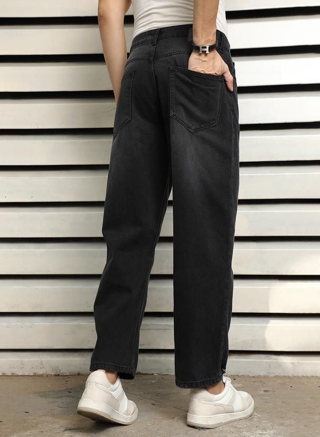 HIGH STAR Mid Rise Relaxed Fit Distressed Jeans by Styli - Image 2