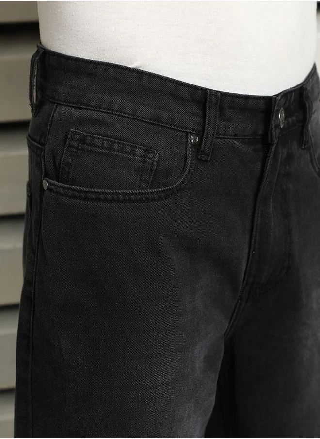 HIGH STAR Mid Rise Relaxed Fit Distressed Jeans by Styli