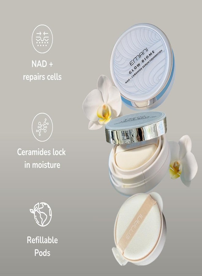 Emani Glow Biome Refillable Pod Only, NAD+ Serum Foundation, Lightweight Skin-Like Coverage, With Vitamin C, Peptides, Ceramides, Avocado Oil, Refill, 0.63 fl oz, Light Glow - Image 2