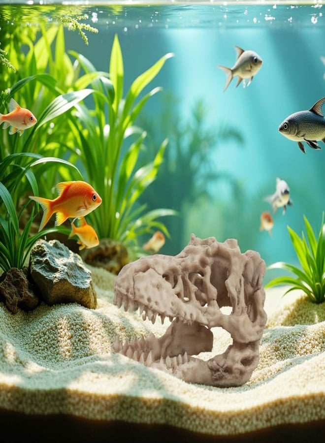 VibeNest Dinosaur Skull Aquarium Decoration - Natural Fish Tank Hideaway Cave, 6.3"x4"x4” Resin Ornament for Freshwater Tanks (6.3") - Image 2