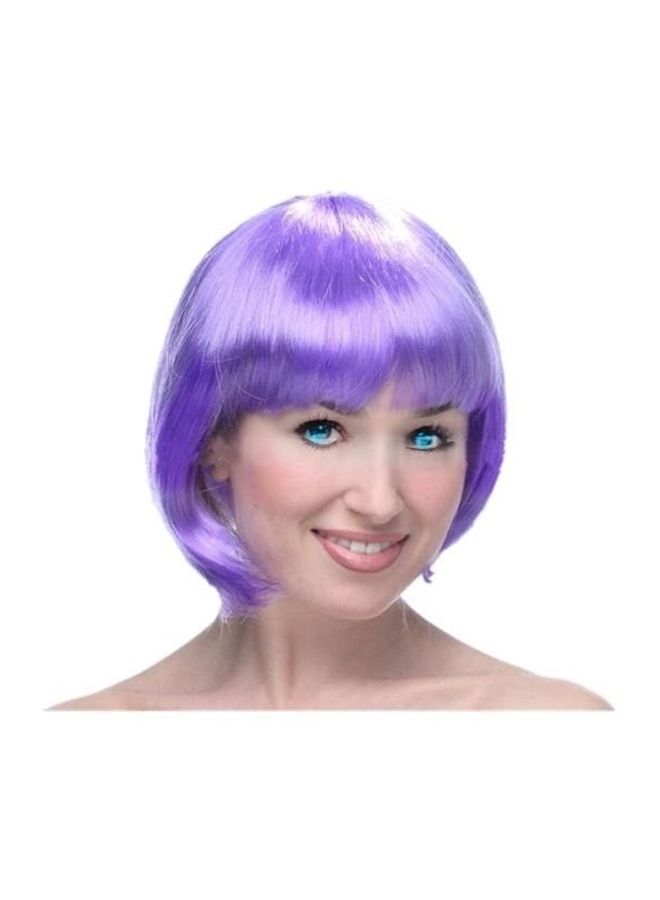 NIBEMINENT Short Hair Wave Head Wig Purple