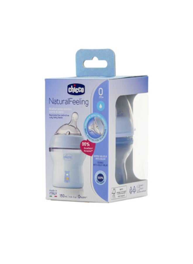Chicco NaturalFeeling Baby Bottle 150ml Light Blue 0m+ - Image 2
