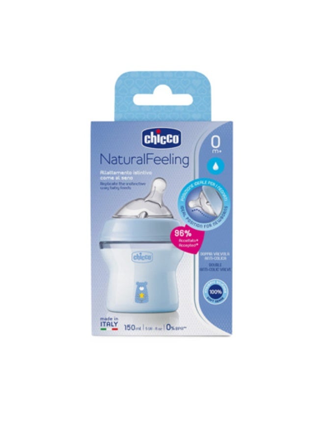 Chicco NaturalFeeling Baby Bottle 150ml Light Blue 0m+ - Image 1