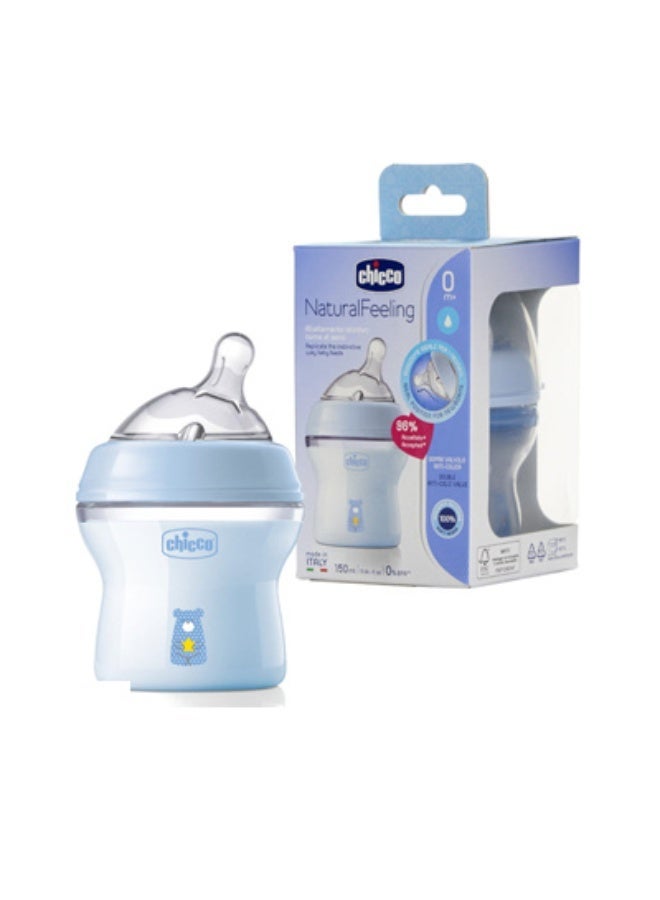 Chicco NaturalFeeling Baby Bottle 150ml Light Blue 0m+ - Image 3