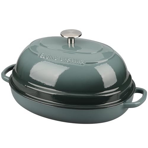 EDGING CASTING Enameled Oval Cast Iron Dutch Oven Pot with Lid, Bread Dutch Oven for Sourdough Bread Baking, Dutch Oven Bread, Bread Oven, 6QT, Slateblue - Image 5