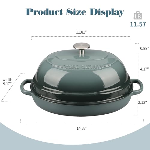 EDGING CASTING Enameled Oval Cast Iron Dutch Oven Pot with Lid, Bread Dutch Oven for Sourdough Bread Baking, Dutch Oven Bread, Bread Oven, 6QT, Slateblue - Image 2