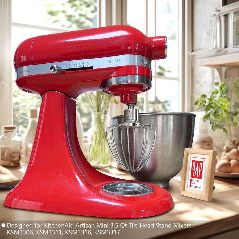 qAp quality art Practical Heavy Duty Whisk Attachment for KitchenAid Artisan Mini 3.5 Quart Tilt-Head Stand Mixers- Extra Thick Stainless Steel Wire Whip for Fast Whipping, Perfect for Large Batches, Dishwasher Safe - Image 2