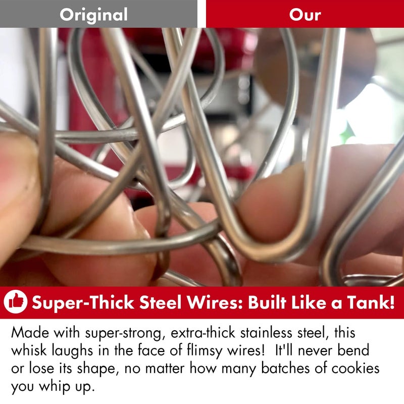 qAp quality art Practical Heavy Duty Whisk Attachment for KitchenAid Artisan Mini 3.5 Quart Tilt-Head Stand Mixers- Extra Thick Stainless Steel Wire Whip for Fast Whipping, Perfect for Large Batches, Dishwasher Safe - Image 5