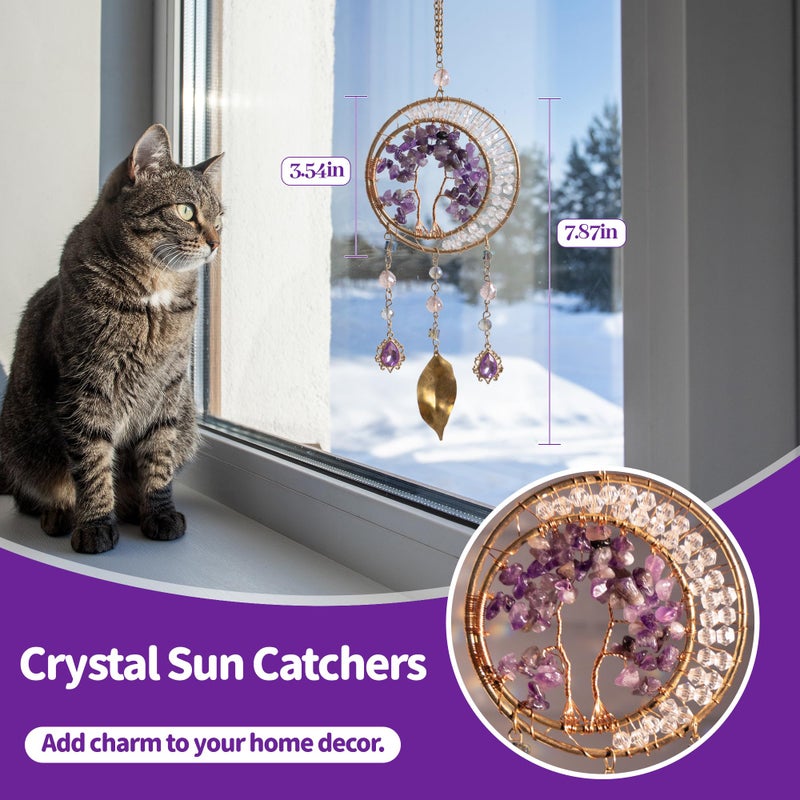 Dreamocean Amethyst Crystal Dream Catchers, Dreamocean Purple Dream Catcher Suncatchers for Windows Wall Hanging Decoration Car Window Bedroom Decor Gift for Adults Girls - Image 5