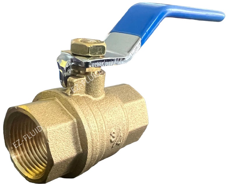 EZ-Fluid 3/4" NPT Female Threaded IPS Ball Valve Full Port Water Stop Shut Off,Heavy Duty LF Brass,Quarter Turn,Blue Handle (1-Pack) - Image 1
