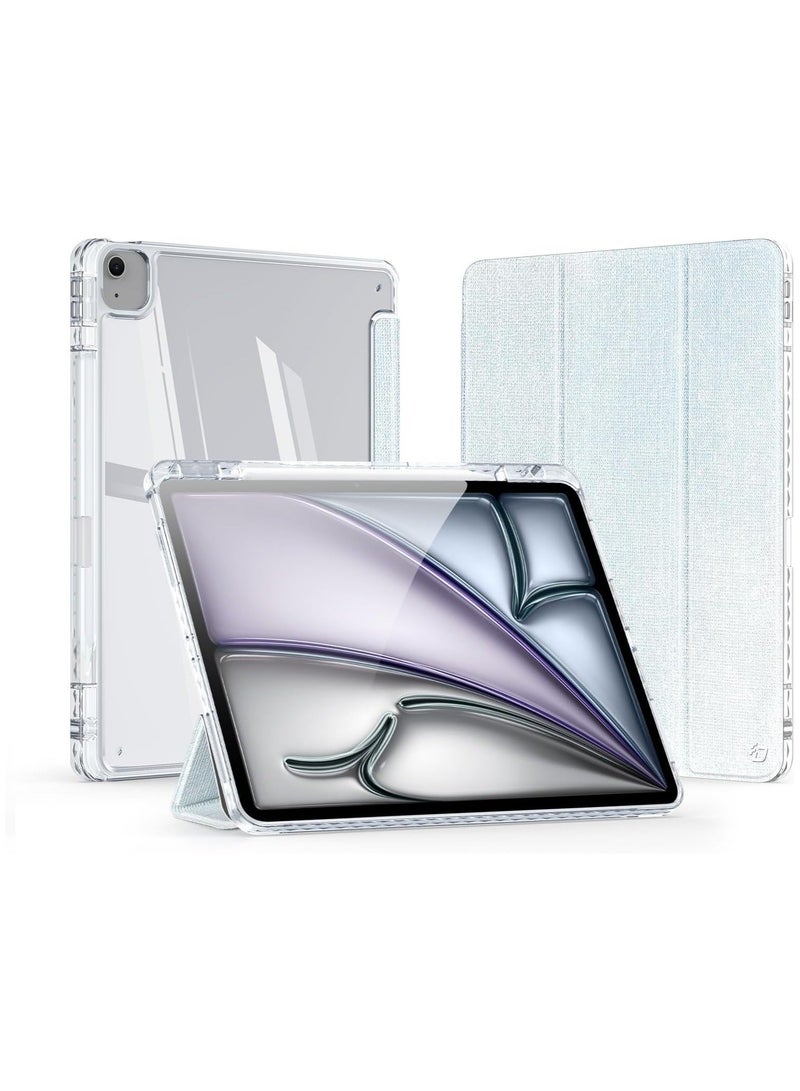 general Case Compatible with iPad Air 13 (2024) 13.0", Tri-Fold PU Leather Case Built-in Pencil Holder Transparent Back Cover Protective Shell with Auto Wake/Sleep - Image 1