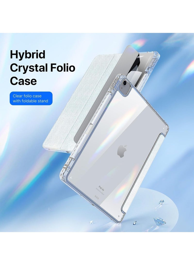 general Case Compatible with iPad Air 13 (2024) 13.0", Tri-Fold PU Leather Case Built-in Pencil Holder Transparent Back Cover Protective Shell with Auto Wake/Sleep - Image 3