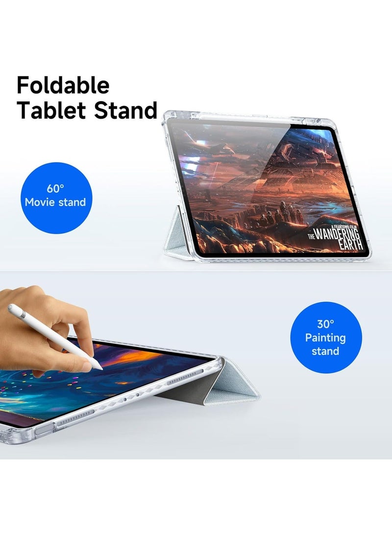 general Case Compatible with iPad Air 13 (2024) 13.0", Tri-Fold PU Leather Case Built-in Pencil Holder Transparent Back Cover Protective Shell with Auto Wake/Sleep - Image 2