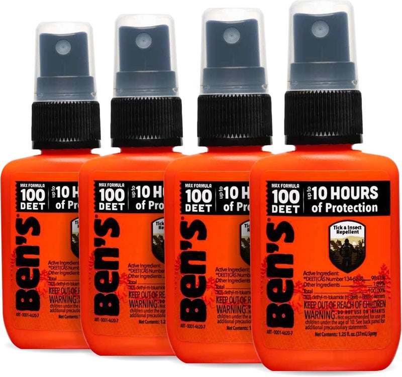 Ben's 100 Tick & Insect Repellent - Alcohol-Free DEET Insect Repellent Pump Spray - Offers 10 Hours of Protection for Adults & Children - 1.25 fl oz (Pack of 4) - Image 1