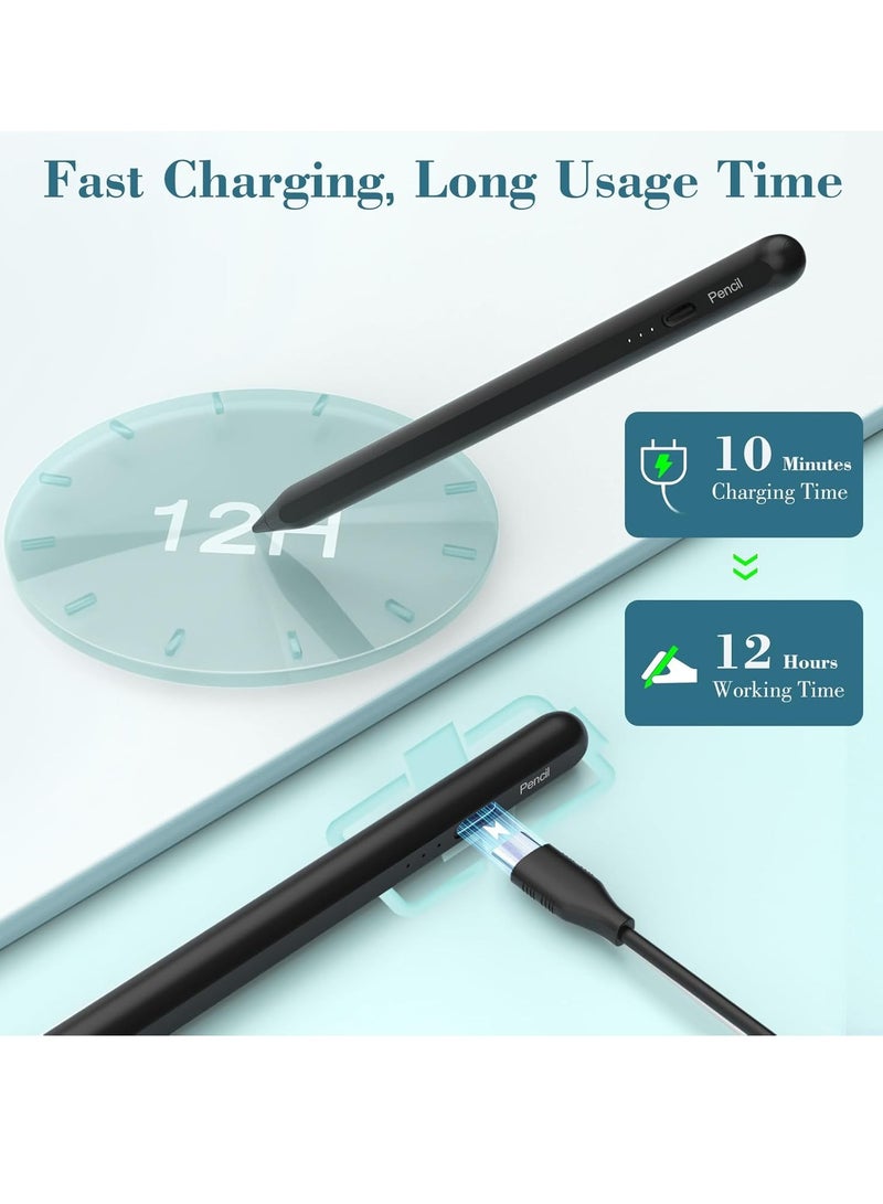 General iPad Pencil, Accokids 10 Mins Fast Charging Stylus Pen for iPad Apple Pencil with Palm Rejection, Compatible w/iPad Air 3/4/5, iPad Mini 5/6, iPad 6/7/8/9/10, iPad Pro 11" and 12.9"-Black  - Image 2