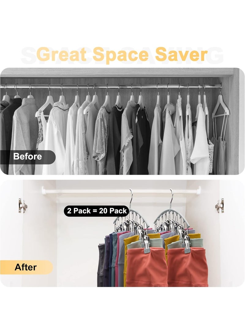 CityRiya-Long Cloth Hanger, Clothes Hangers, Heavy Duty Coat Hanger, Sock Drying Rack, 2 Pack Metal Pants Hangers with Clips, Space Saving Hangers for Closet Organizer and Storage, Hook for Sock, Underwear, Bra, Jeans, Baby Clothes (Grey) - Image 3