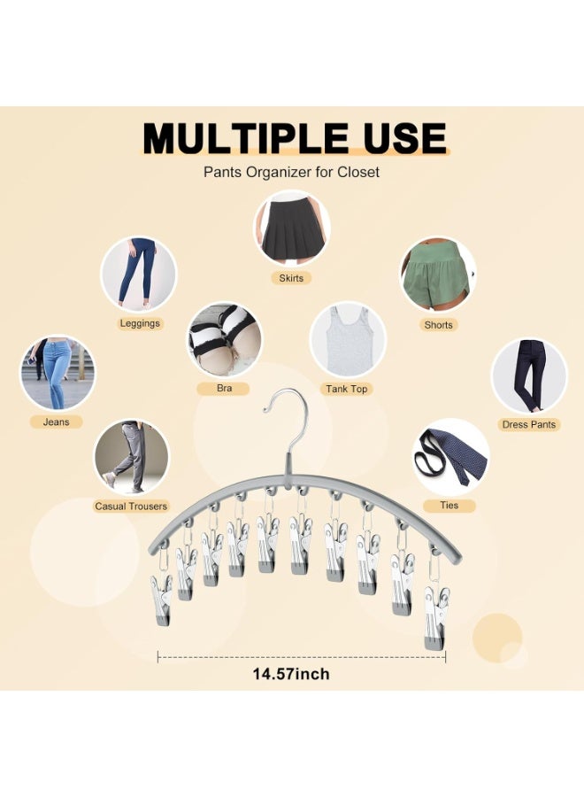 CityRiya-Long Cloth Hanger, Clothes Hangers, Heavy Duty Coat Hanger, Sock Drying Rack, 2 Pack Metal Pants Hangers with Clips, Space Saving Hangers for Closet Organizer and Storage, Hook for Sock, Underwear, Bra, Jeans, Baby Clothes (Grey) - Image 5