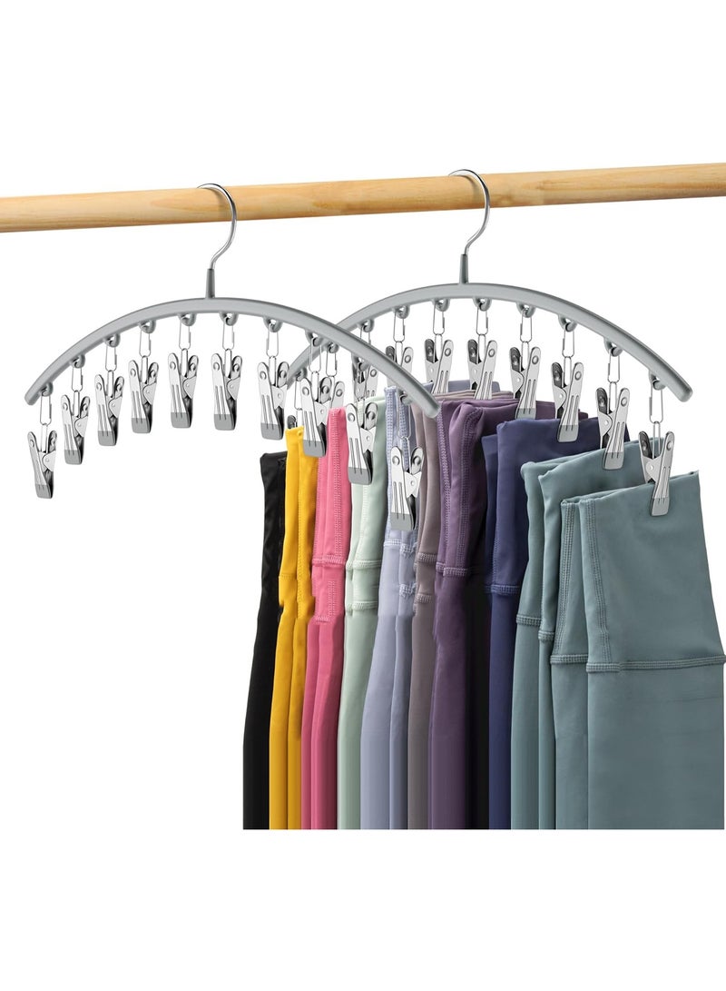 CityRiya-Long Cloth Hanger, Clothes Hangers, Heavy Duty Coat Hanger, Sock Drying Rack, 2 Pack Metal Pants Hangers with Clips, Space Saving Hangers for Closet Organizer and Storage, Hook for Sock, Underwear, Bra, Jeans, Baby Clothes (Grey) - Image 1