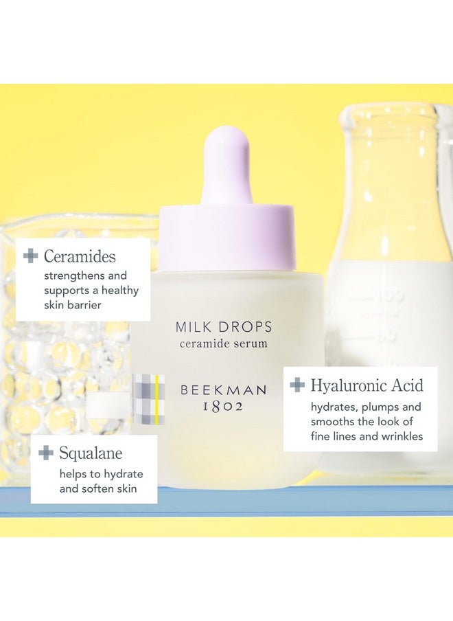 Beekman 1802 Beekman 1802 Milk Drops Ceramide Facial Serum - Squalane Oil, Hyaluronic Acid & Goat Milk Face Moisturizer - Boosts Skin Radiance & Hydrates Deeply - Fragrance Free - For Oily/Acne Prone Skin  - Image 3