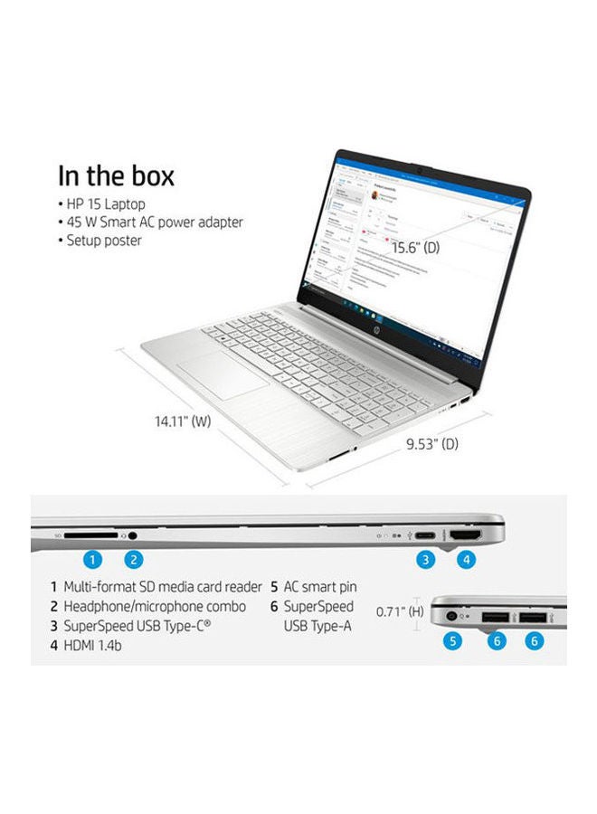 HP (Upgraded Version) 15-DY2095WM Laptop 15.6 Inch FHD Intel core i5-1135G7 8GB RAM 256GB SSD Intel Iris Xe Graphics Windows 11 / Natural English/Arabic Natural Silver - Image 5
