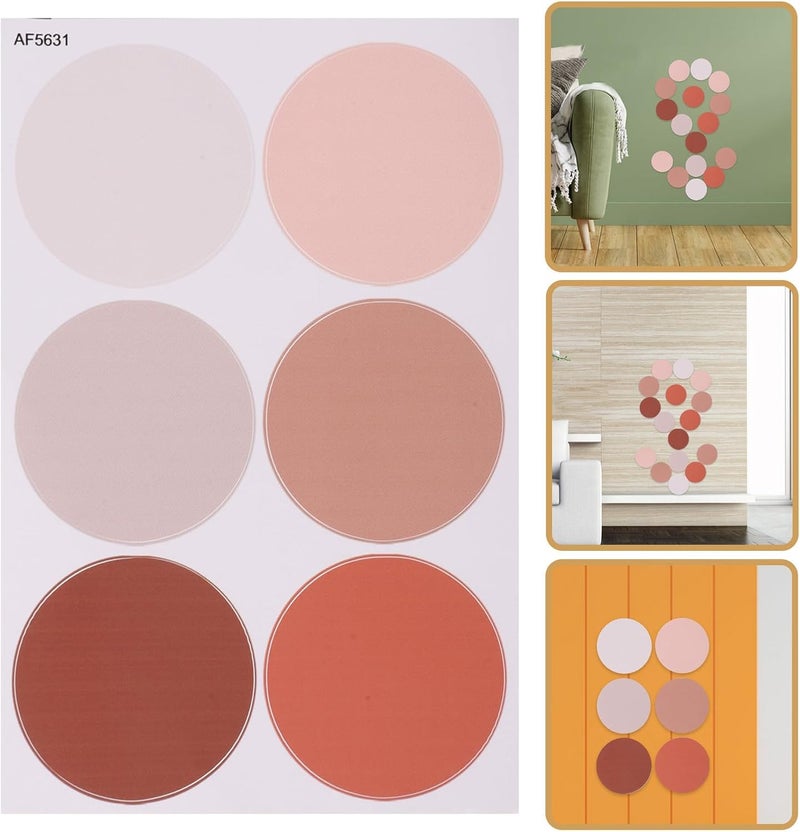 Coffee Color Round Wall Stickers 6pcs, Removable Self-Adhesive Decorative Room Decals for Nursery and Room Wall Décor - Image 5