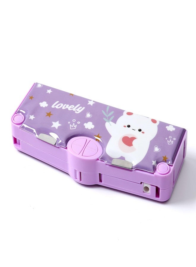 Ristpal Pop Up Multifunction Pencil Case, Cute Cartoon Pen Box Organizer Stationery with Sharpener, School Supplies, Best Birthday Gifts (Purple) - Image 1