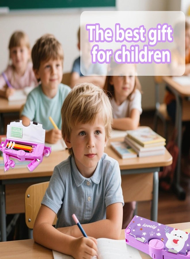 Ristpal Pop Up Multifunction Pencil Case, Cute Cartoon Pen Box Organizer Stationery with Sharpener, School Supplies, Best Birthday Gifts (Purple) - Image 5