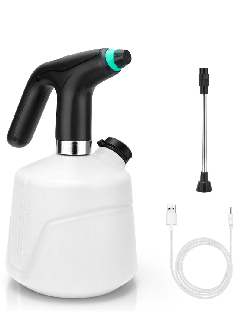 سيوسي بخاخ نباتات كهربائي - بخاخ 1/2 جالون، زجاجة رذاذ أوتوماتيكية للنباتات سعة 2 لتر، علبة سقاية دقيقة، بخاخ مياه USB مع فوهة قابلة للتعديل، فوهة ممتدة لتنظيف الأسمدة في الحديقة - Image 1