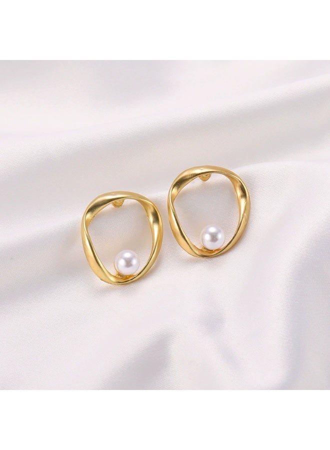 Goolsky S925 Sterling Silver Matte Pearl Hoop Earrings – Korean Dongdaemun INS Style Irregular Minimalist Jewelry, Hypoallergenic Matte Finish, Office/Daily Versatile Wear - Image 3