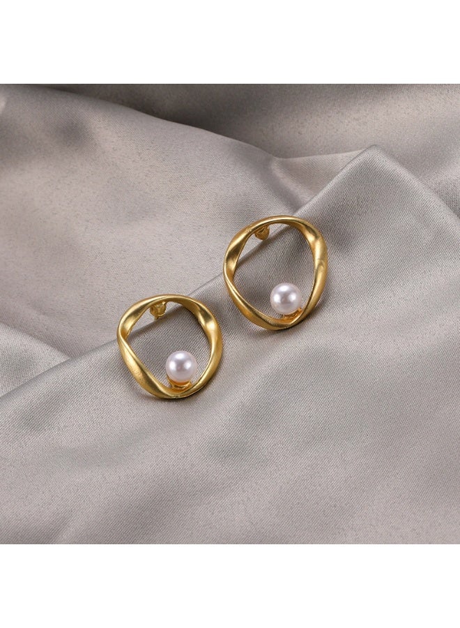 Goolsky S925 Sterling Silver Matte Pearl Hoop Earrings – Korean Dongdaemun INS Style Irregular Minimalist Jewelry, Hypoallergenic Matte Finish, Office/Daily Versatile Wear - Image 2