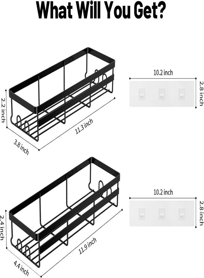 Boniry Bathroom Shelf for Wall 2 Pack - Adhesive Hanging Shower Caddy - Bathroom Organizers and Storage, No Drilling Stainless Steel Shelves for Home Decor, Bathroom Accessories - Image 2