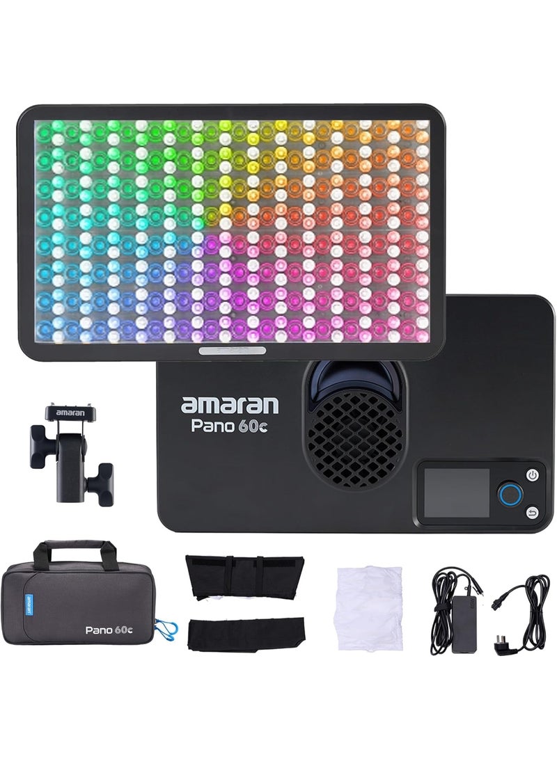أبتشر مجموعة إضاءة Aputure Amaran Pano 60c RGB COB المكونة من ضوءين (رخامي) – ضوء فيديو LED محمول بقدرة 60 واط مع تحكم عبر التطبيق وخصائص إضاءة كاملة - Image 1