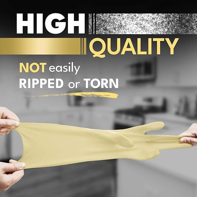 Moxtiza Dishwashing and Household Gloves | Reusable Thick Latex Kitchen Gloves with Long Sleeves for Cleaning, Washing, Gardening, Painting & Pet Care, 1 Pair - Image 3