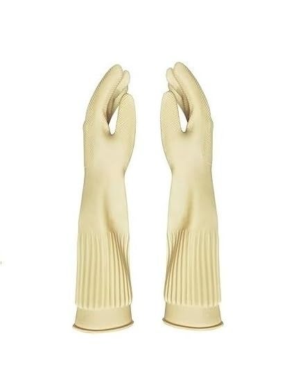 Moxtiza Dishwashing and Household Gloves | Reusable Thick Latex Kitchen Gloves with Long Sleeves for Cleaning, Washing, Gardening, Painting & Pet Care, 1 Pair - Image 1