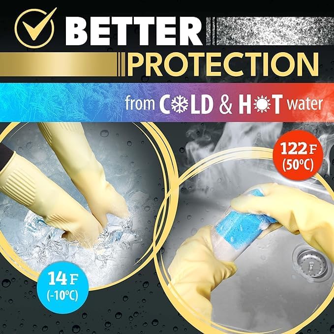 Moxtiza Dishwashing and Household Gloves | Reusable Thick Latex Kitchen Gloves with Long Sleeves for Cleaning, Washing, Gardening, Painting & Pet Care, 1 Pair - Image 5