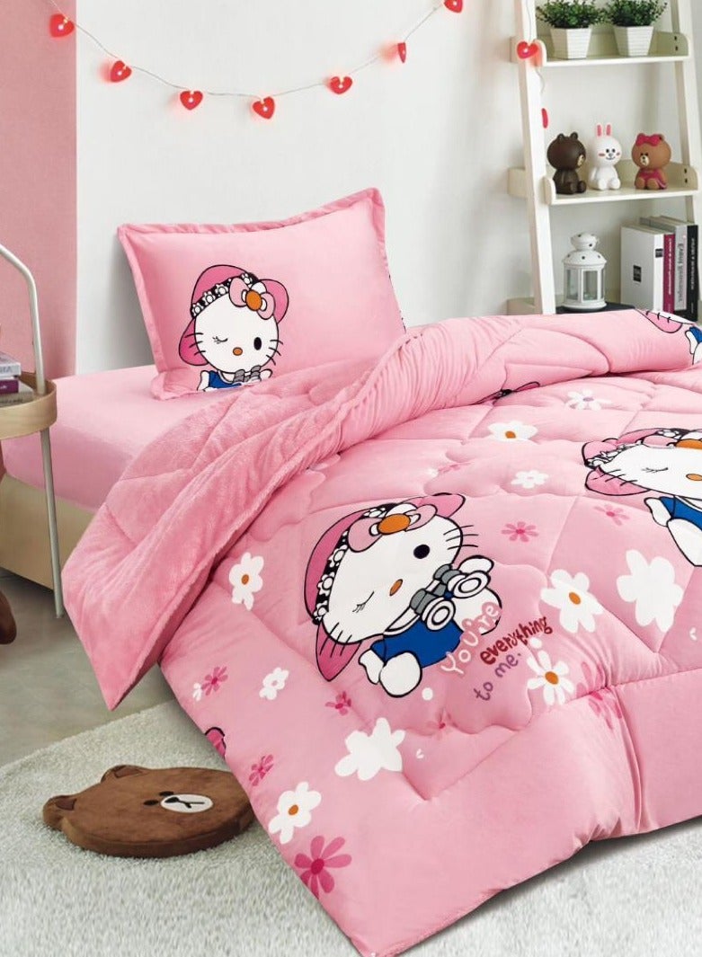 مينج لي طقم لحاف شتوي رسوم اطفال/ من 3 قطع حشوه منفوش /فرو ناعم/Single Size - Image 2