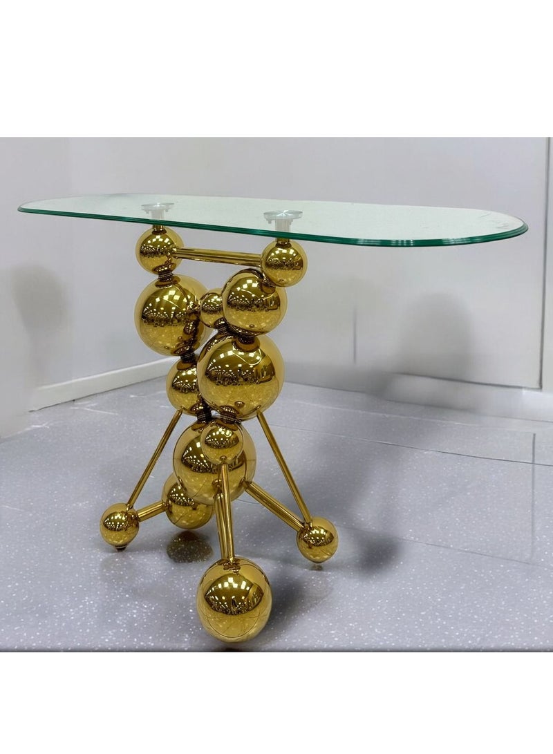 Living Console Table With Glass Top