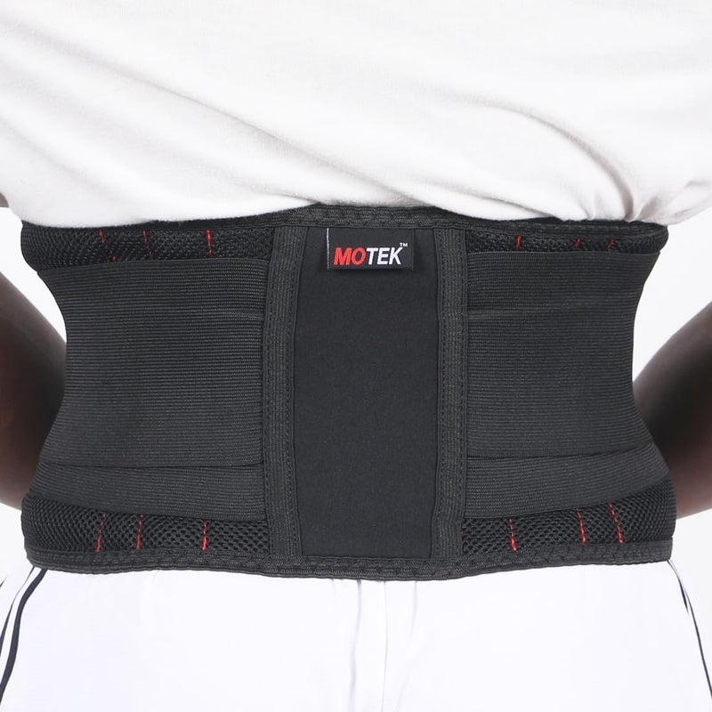 MOTEK Back Support Brace for Men Women Large 3648 Breathable Material Lightweight Support Dual Adjustable Straps Lower Back Pain Relief Lumbar Support - Image 3