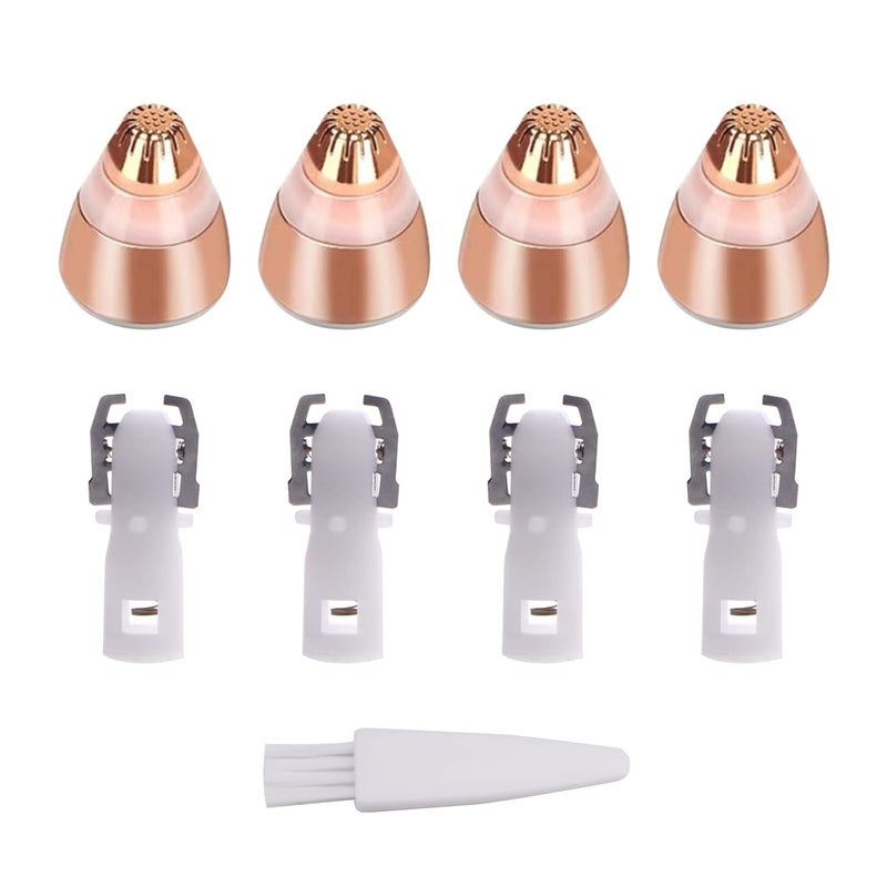 4 Pack Flawless Replacement Head Face Hair Removal Replacement Tool for Women Smooth Finishing with Cleaning BrushRose Gold