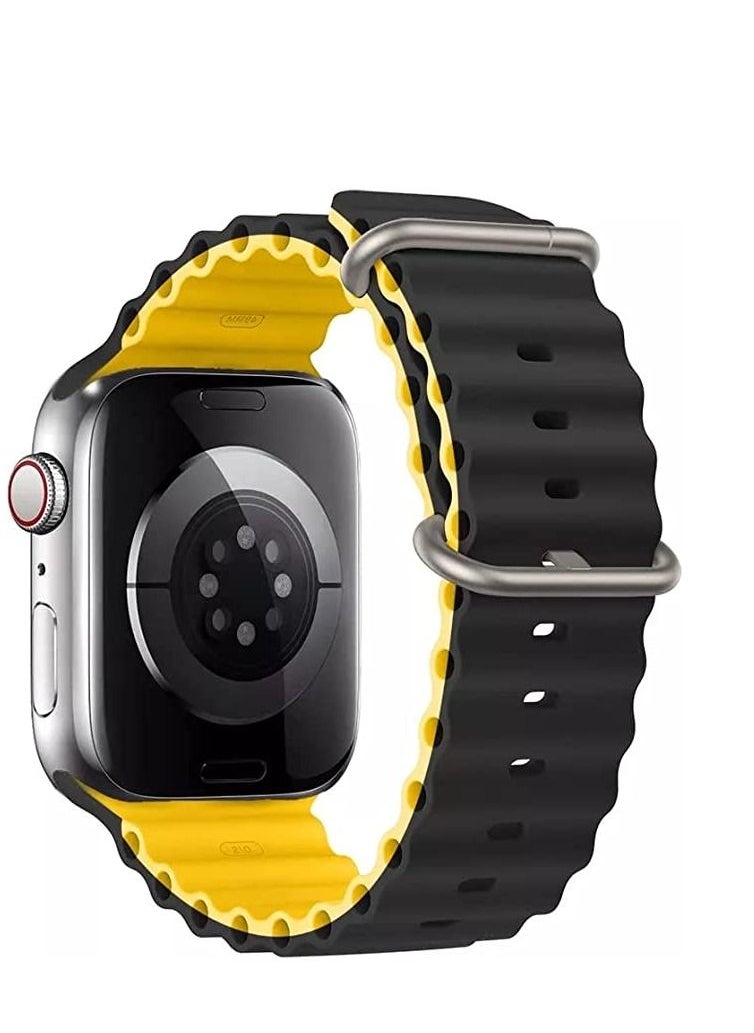 Generic - Dado Silicone Hole Wavy Strap Compatible with Apple watch series 8 | 8 Ultra | 7 | 6 | 5 | 4 | 3 | SE - Image 1