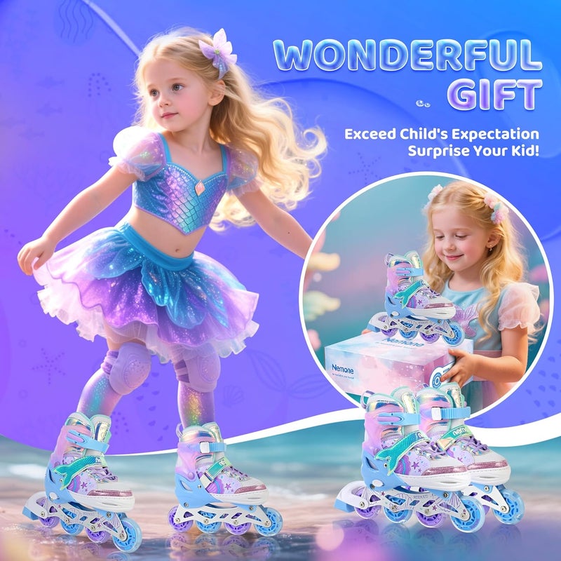 NEMONE Mermaid Inline Skates - Adjustable 4 Sizes with Light Up Wheels for Kids - Image 5