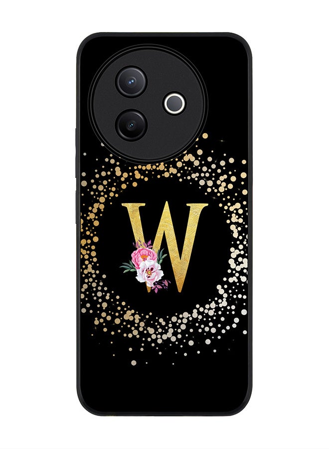 Stylizedd For Vivo Y39 5G / vivo Y300i 5G Case,Slim fit Camera Protection, Shockproof Thin Phone cover  - Custom Monogram Floral - W ( Black ) - Image 1