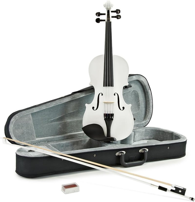 MegArya 4/4 Acoustic Violin Set - Glossy White with Bow, Rosin, and Hard Case - Image 1