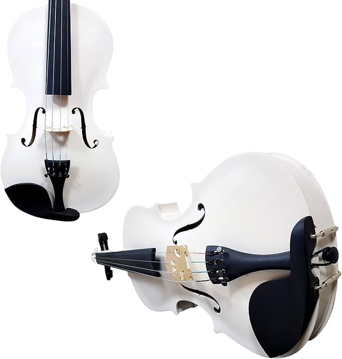 MegArya 4/4 Acoustic Violin Set - Glossy White with Bow, Rosin, and Hard Case - Image 3