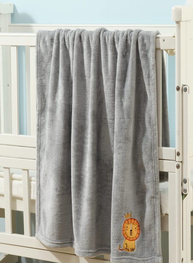CREVENT 2Pcs 30''X40'' Cute Cozy Fluffy Warm Baby Blankets for Infants Toddlers' Bedding Crib Cot Stroller - Grey Cloud + Grey Lion - Image 3